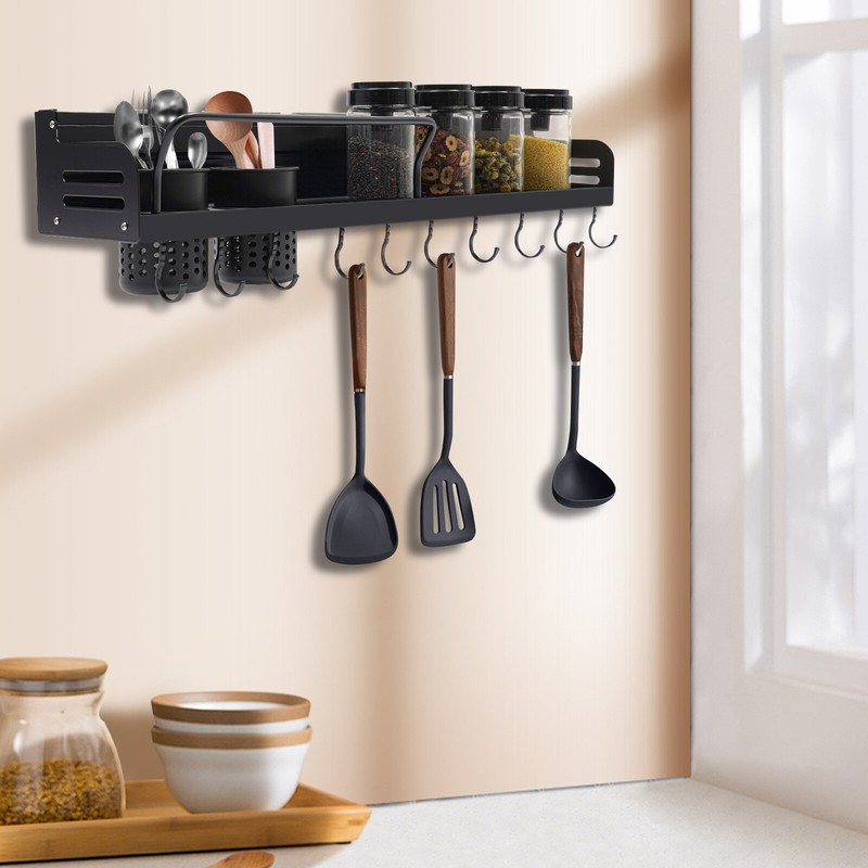 Schwarzes Rechteckiges 60cm H?Ngendes Gew??Rzregal Mit Doppelschalen Neu