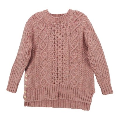 ALEX MILL Aran Cable Knit Merino Wool Alpaca Sweater Dried Rose Speckled MEDIUM