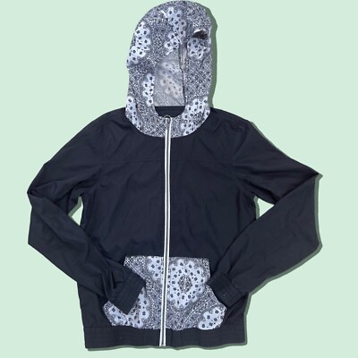 Empyre Nylon Windbreaker Jacket Black White  Bandanna Patterned Size M/ NWOT