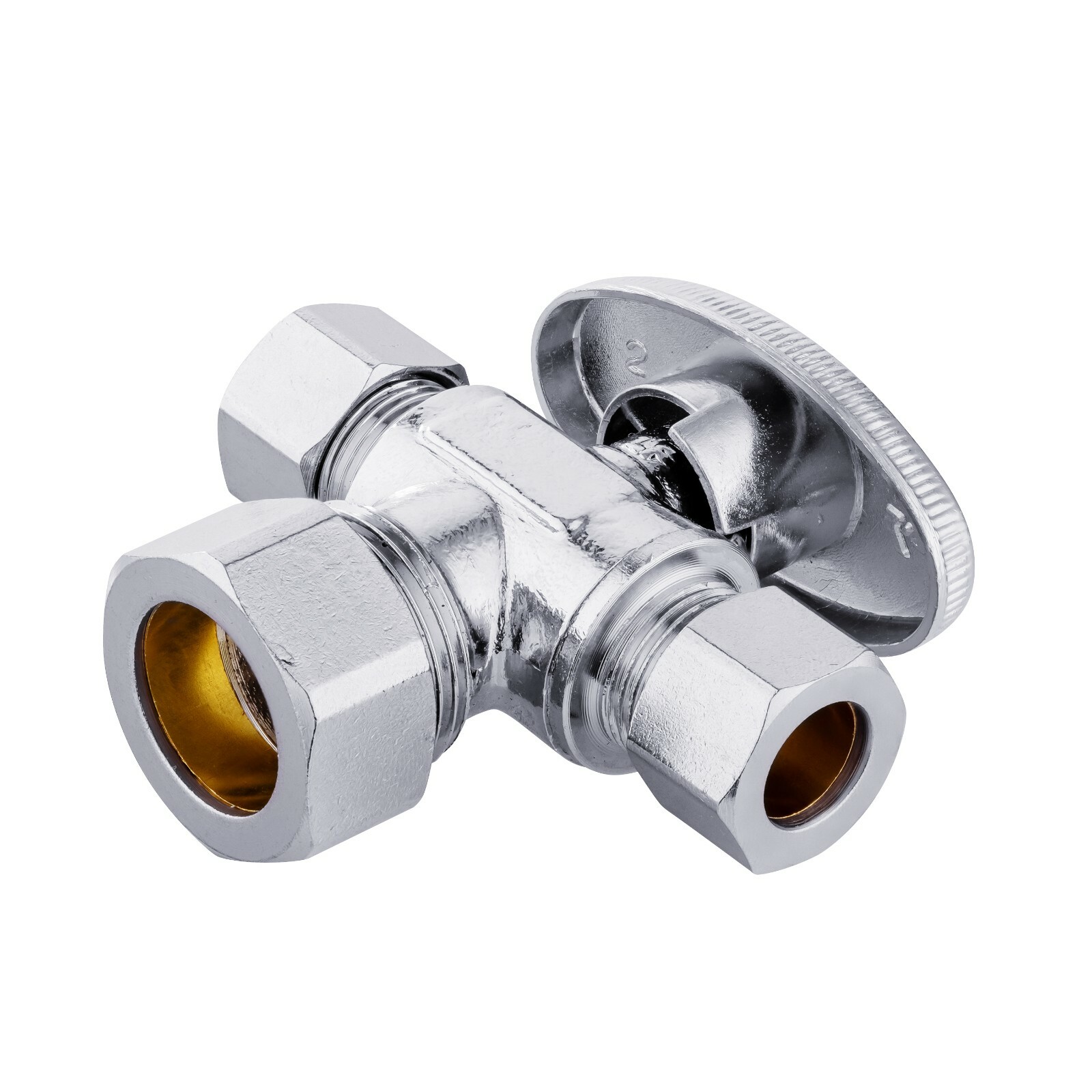 2 PCS 1/4-Turn Dual Compression Angle Stop Valve,1/2" NOM (5/8" OD) x 3/8" x3/8"