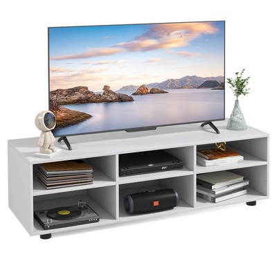 Topbuy Wood TV Stand TV Console Cabinet w/ 6 Open Compartments 3 Adjustable