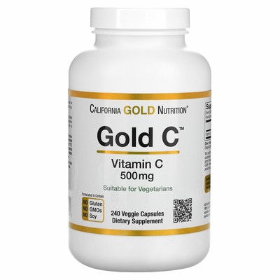 California Gold Nutrition Gold C Витамин C 500 мг 240 вегетарианских капсул без молока,