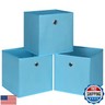 NieEnjoy Foldable Storage Cubes Bins ,11 Inch Cloth Storage Cube Fabric Storage Box Cubes Organizer Baskets with Dual Handles for Home Organizer Set of 3 (Blue)