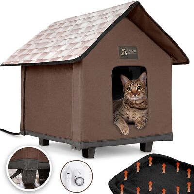 Heated Cat Houses for Outdoor Cats, Elevated, Waterproof and Insulated - A Sa...