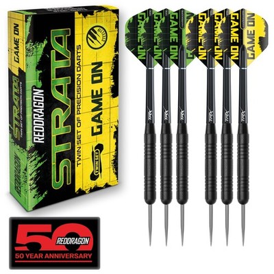 Red Dragon Darts Set - Strata Game On Twin Set of Darts – 20g Black Steel Tip
