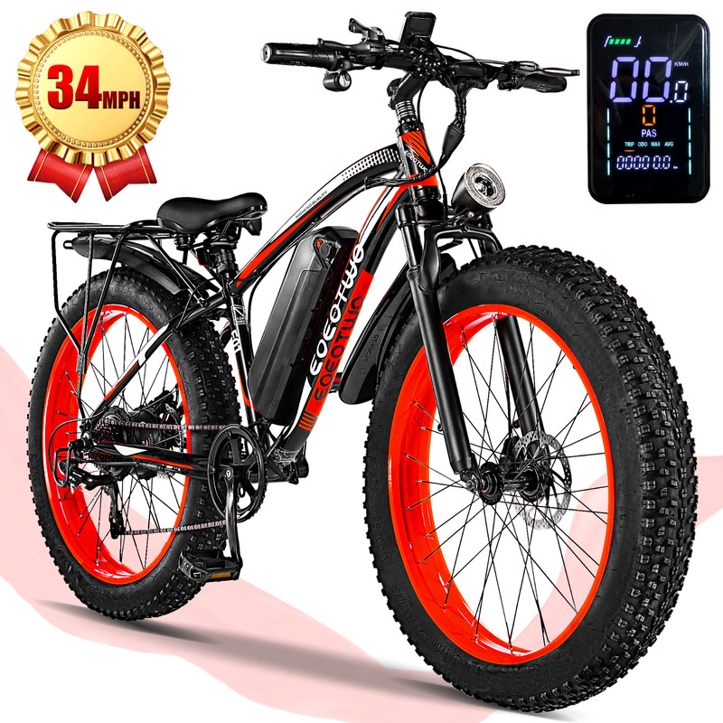 26"Fat Tire 1500W Electric Mountain Bike for Adults 34MPH 60Miles