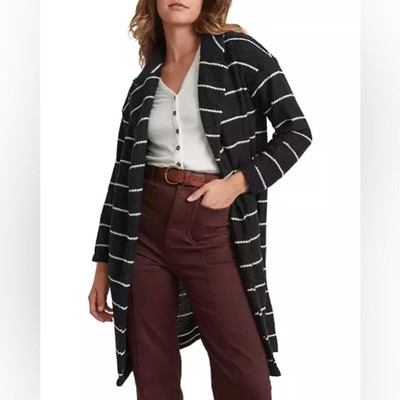 Marine Layer NWT Women's Birdseye Striped Coat Black and White Size Medium