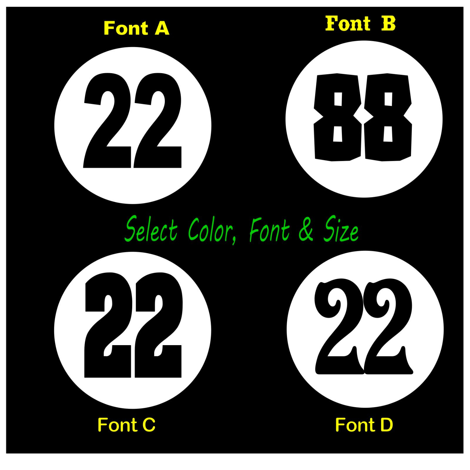 Select size. Number decal. race number. select size 4.