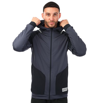 Men's adidas Slim Fit Full Zip Hooded Track Top Jacket in Blue
