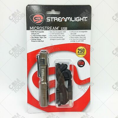 Streamlight Microstream USB Rechargeable 5'' Clip On LED Pen Light 66601, 66608