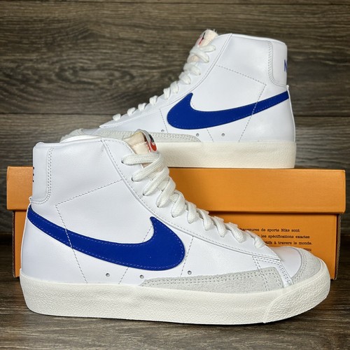 Nike Womens Blazer Mid '77 Blue White Leather Casual Shoes