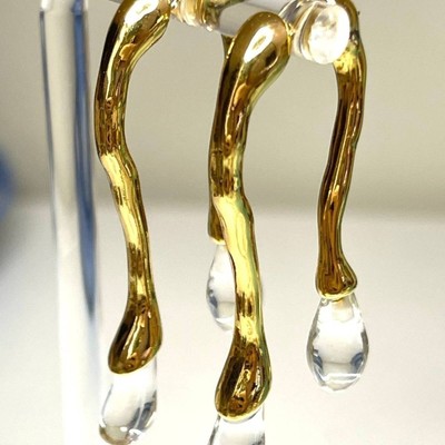  NEW Earrings Unique Front Back Double Drop Lucite Gold Tone Fashion Jewelry U11