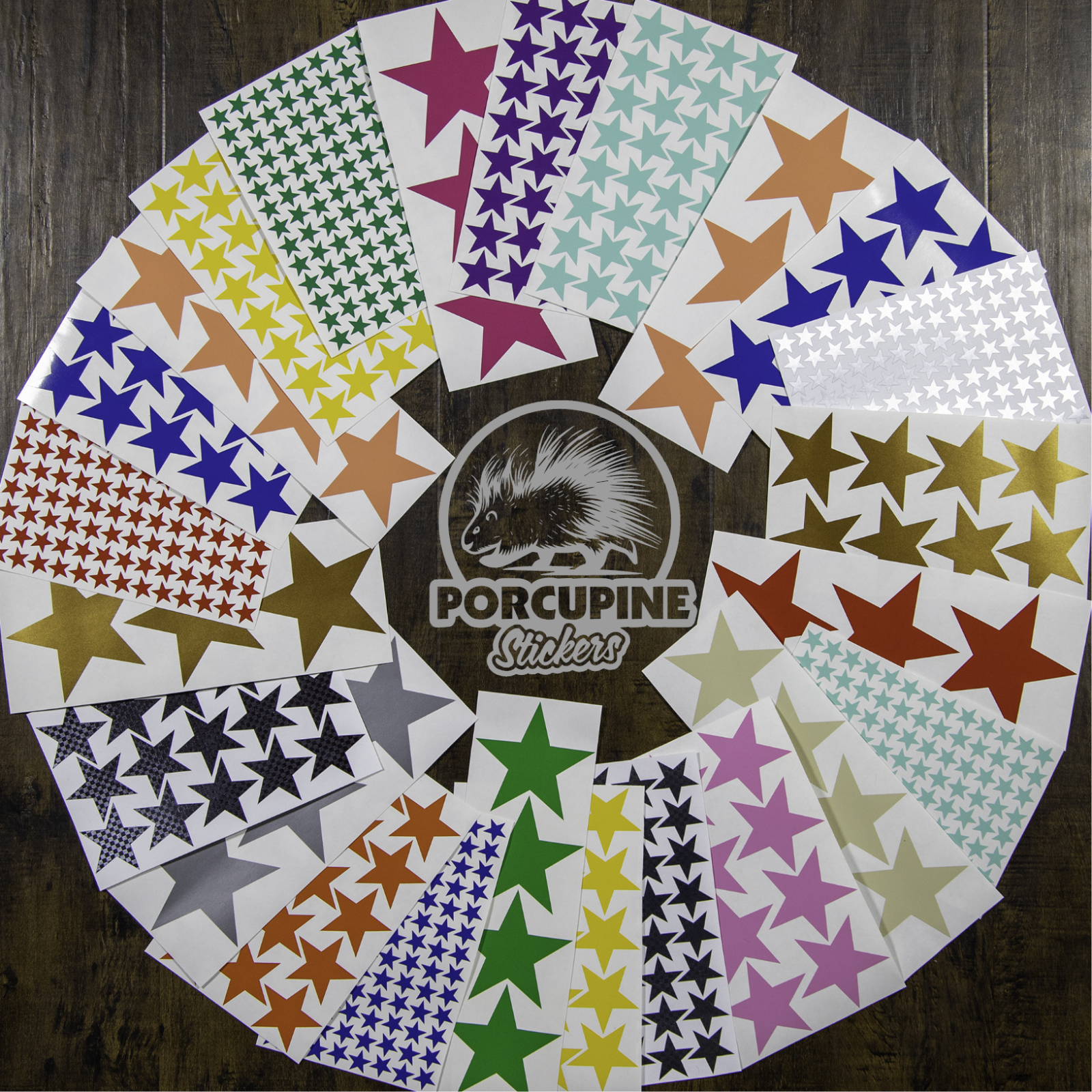Star stickers! Pick your size and color! Permanent outdoor glossy vinyl decals.