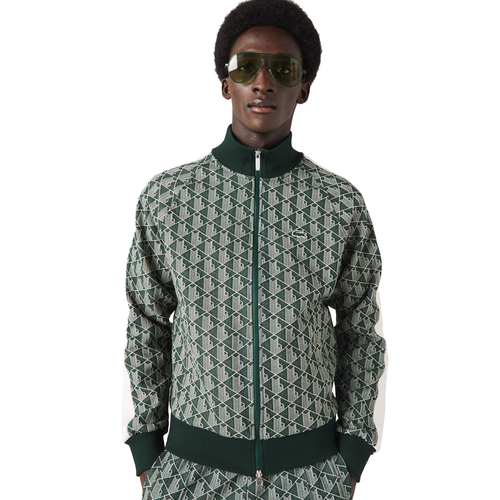 

Мужская толстовка Lacoste Green/Beige Regular Fit с монограммой на молнии