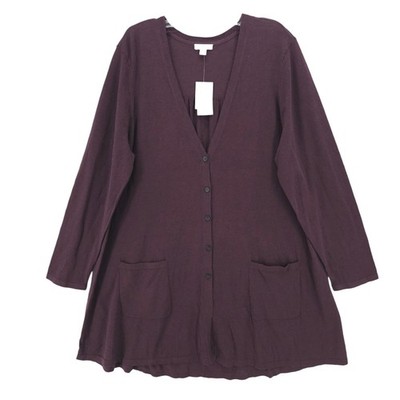 NWT J JILL Cardigan SPICED WINE Cotton Rayon Blend Pockets Size XL