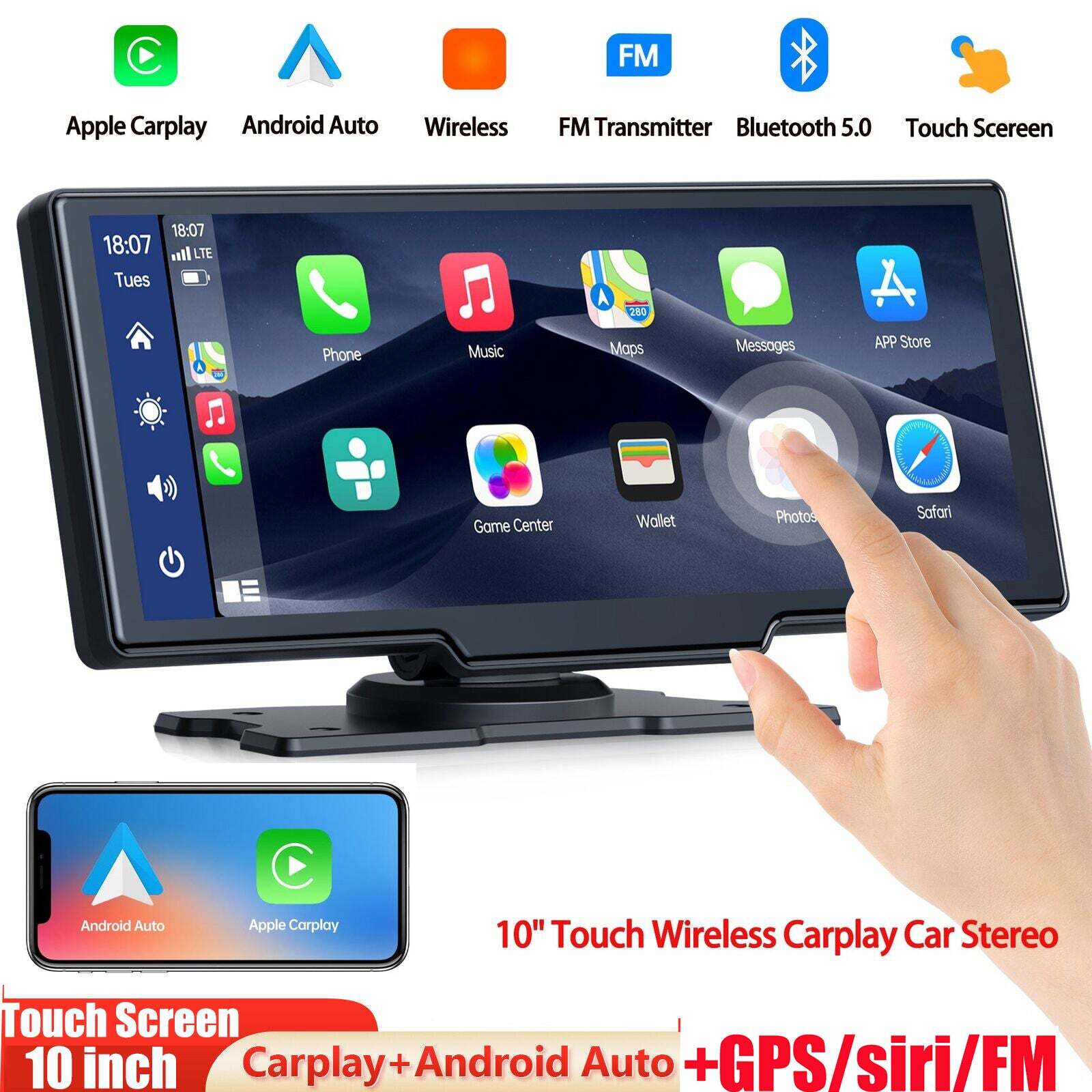 10.26"Touch Screen Car Radio Wireless Apple Carplay&Android Auto For Trucks GPS