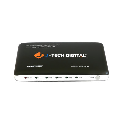 J-Tech Digital 4 Ports HDMI 1X4 Powered Splitter Support Ultra HD 4K 3840 A 2160