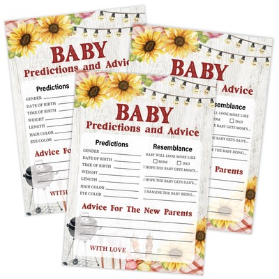 BBQ Baby Predictions and Advice Cards, Baby Shower Game, Pack of 30 Game Card...