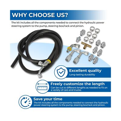 Motoparty Universal Steering Hose Hookup Kit for Hydroboost Power Brake Boost...