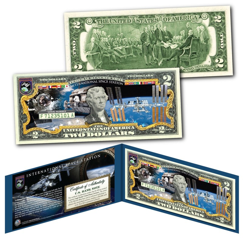 NASA International Space Station Authentic US $2 Bill - Largest
