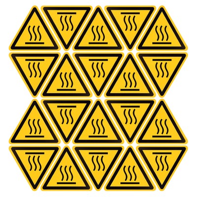 Triangle High Surface Temperature Warning Sign Self Adhesive w symbol 40mm 20Pcs