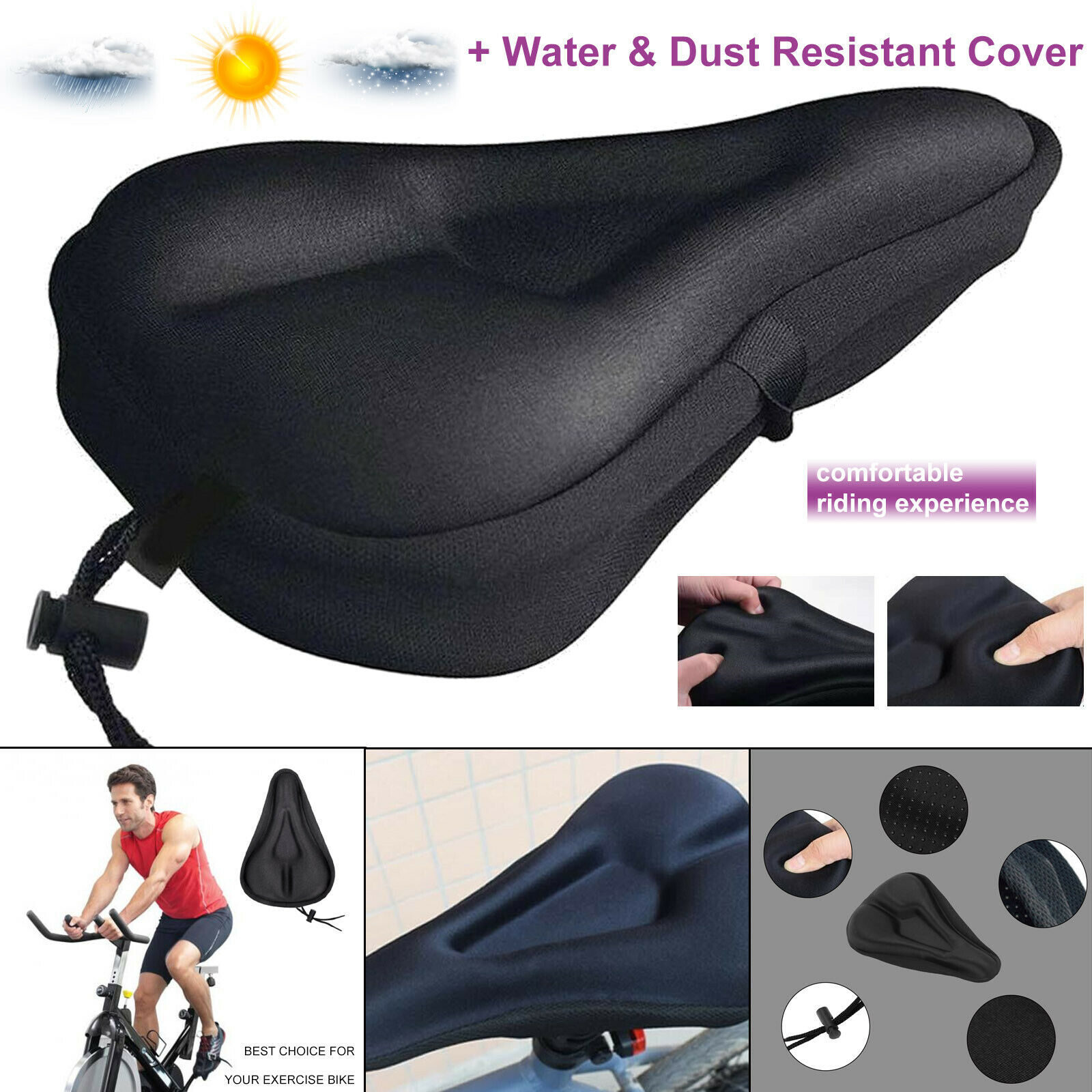 NEW Soft Padded Gel Bicycle Cycle Saddle Cushion Cushioned Road Bike Seat Cover