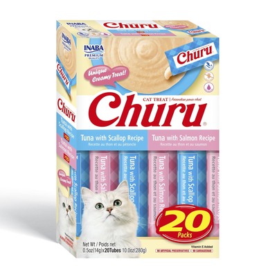 Inaba Churu Creamy Lickable Wet Cat Treats 0.5 oz 20 Tubes Tuna Variety