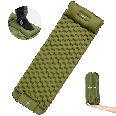 Night Cat Inflating Sleeping Pad Comfortable Mat Air Mattres For Camping Hiking.