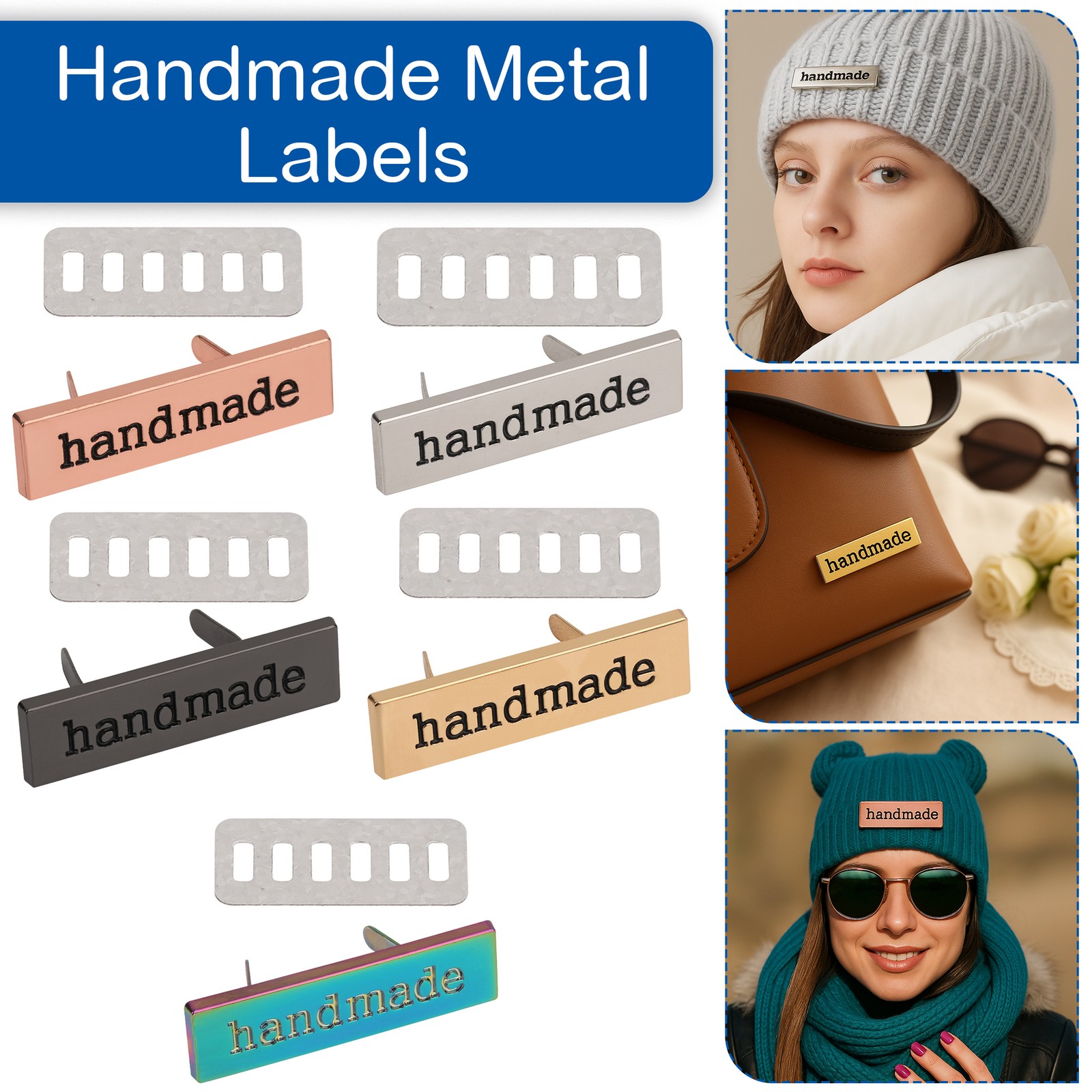 5pcs Metall Handgemacht Etiketten Bekleidung Für Kleidungsstück Beutel Brief Tag