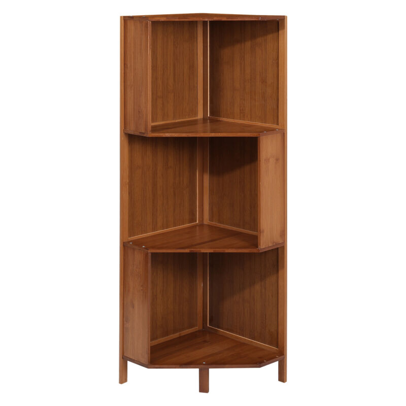Bamboo Corner Bookshelf 3 4 Tier Bookcase Books Storage Organizer Stand Shelving