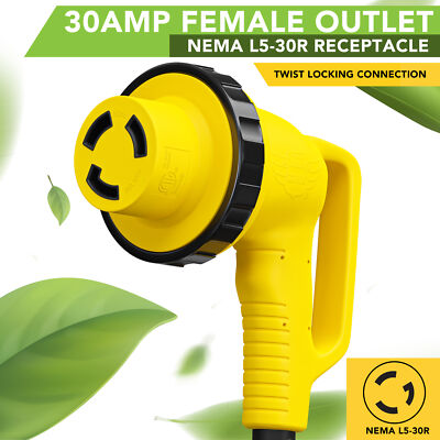 Leisure Cords RV Power Cord Adapter 30 amp Male to 30 amp twist lock 90 Degree