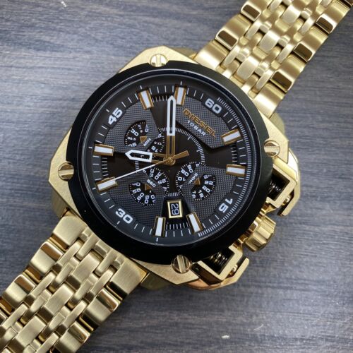 Pre-owned Diesel Bamf Chronograph Gold Black Men's Dz7378 Watch $375