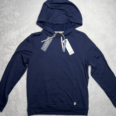 Marine Layer Mens Navy Blue Lightweight Fleece Hoodie Women L