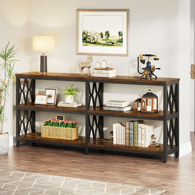 71'' Accent Console Table w/ Storage Shelves, Long Narrow Sofa Table Behind Couch