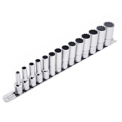 Genius Tools 14 Piece 3/8'' Dr. SAE Deep Hand Socket Set (12-Point) - TW-314SD
