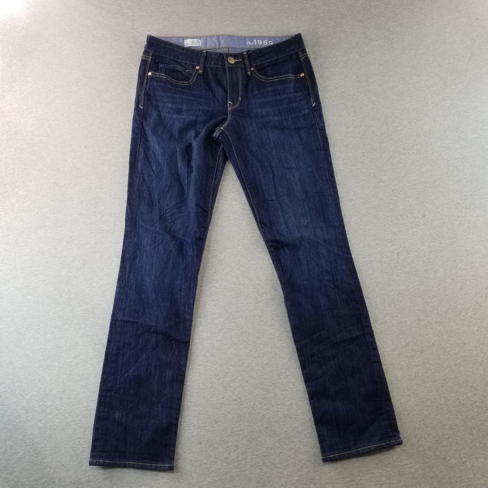 Gap Jeans Women's Sz 8 Dark Blue Wash Straight Stretch Classic Normcore Fire