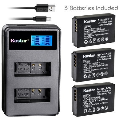 Kastar Battery LCD Dual Charger for Canon LP-E12 LC-E12 & Canon EOS M50 Camera