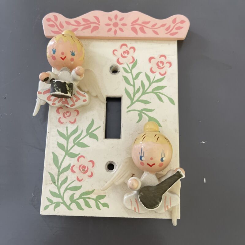 Vintage Nursery Light Switch Plate Cover Angels Musical Floral IRMI