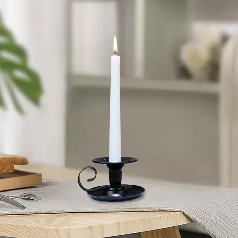 Taper Candle Holders Retro European Style Wrought Iron Candle Holder with Handle