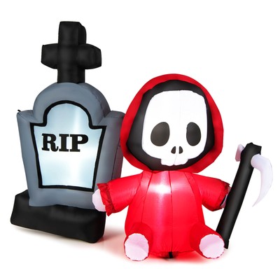 Topbuy 5 FT Tall Halloween Inflatable Decoration Blow Up Grim Reaper Ghost &