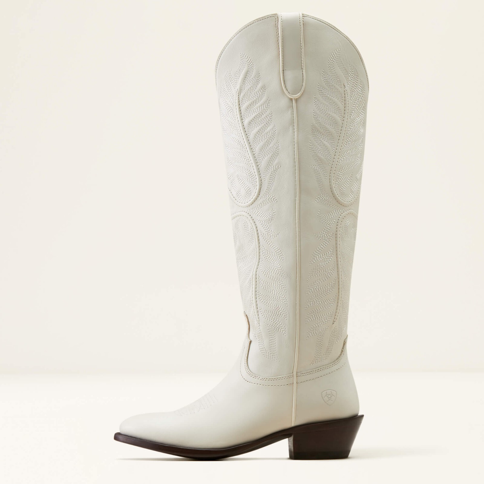 Pre-owned Ariat Women's 10050999 Belle Stretchfit Western Boot Moonlight Beam In White