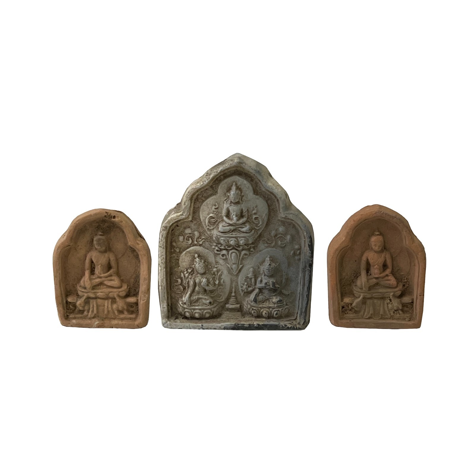 Set of 3 Small Chinese Oriental Clay Buddhas Theme Plaque Display ws2404S Set of 3 Small Chinese Oriental Clay Buddhas Theme Plaque Display ws2404S