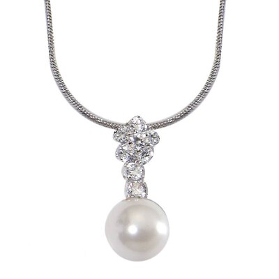 Park Lane '' I DO '' NECKLACE - Silver w/ Pearl & Sparkling CZ's -  Wedding, Prom+