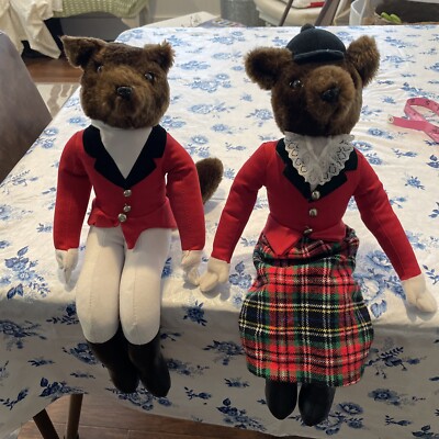 Mr & Mrs Fox Red Blazer Sitting Equestrian Hunt Plush 16 
