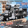 NIPLOOOW Police Trucks Toy Set with Play Mat, Carrier Truck Play Vehicles Set for 3 4 5 6 Years Old Boys Kids, Die-Cast Car Toy for Toddlers 3-4 Years, Birthday Gifts Toys for 3-9 Year Old Boys