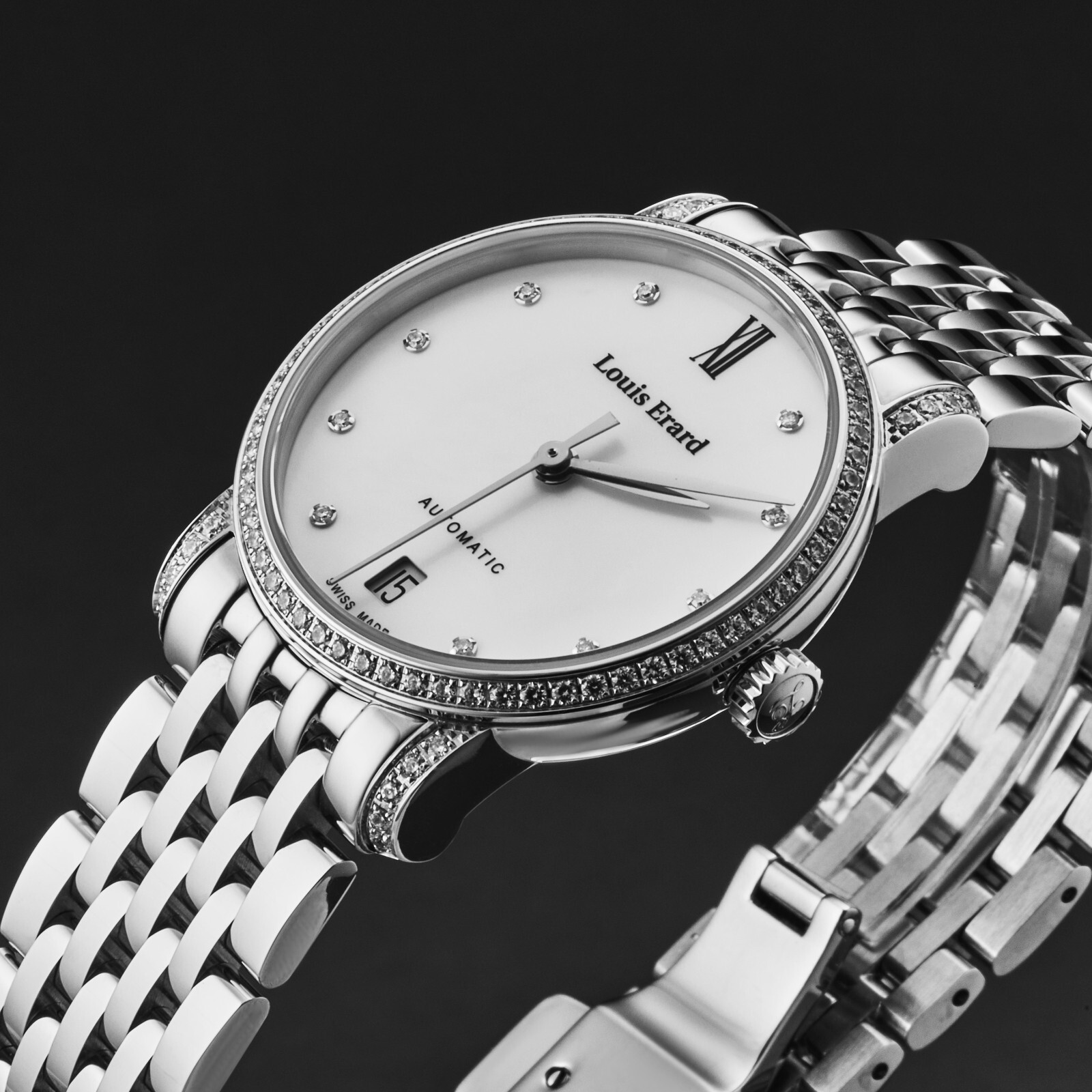 Pre-owned Louis Erard Women's 'excellence' Diamonds Mop Dial Automatic 68235fs14.bma34