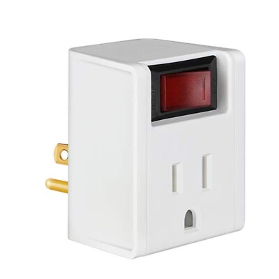 Grounded Single Outlet Power Adapter with Illuminated On/Off Rocker Switch