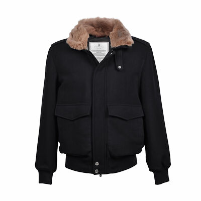 Pre-owned Brunello Cucinelli Men's Down Filled 100% Cashmere Bomber Jacket / Coat In Black, Nero