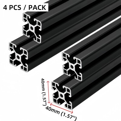 4pcs 4040 T Slot Aluminum Extrusion European Standard Extruded Rails 250mm Black