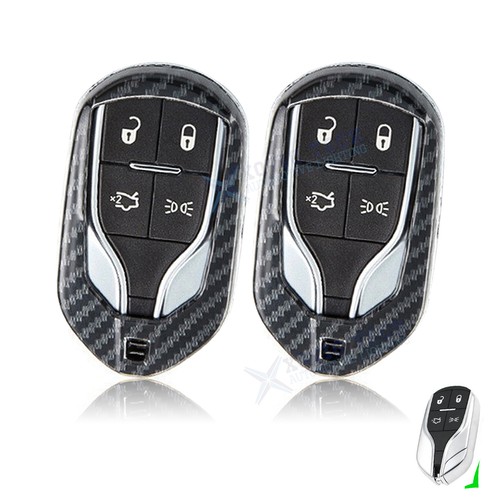 2Pcs Carbon Fiber Pattern Remote Key Cover Case Fob For Maserati Ghibli Levante